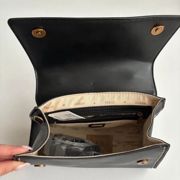 Guess Black and Gold Satchel with Structured Design - Picture 5 of 5